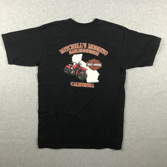 Harley Davidson T Shirt Mens M L Black Pirate Skull California Motorcycle - Picture 8 of 10